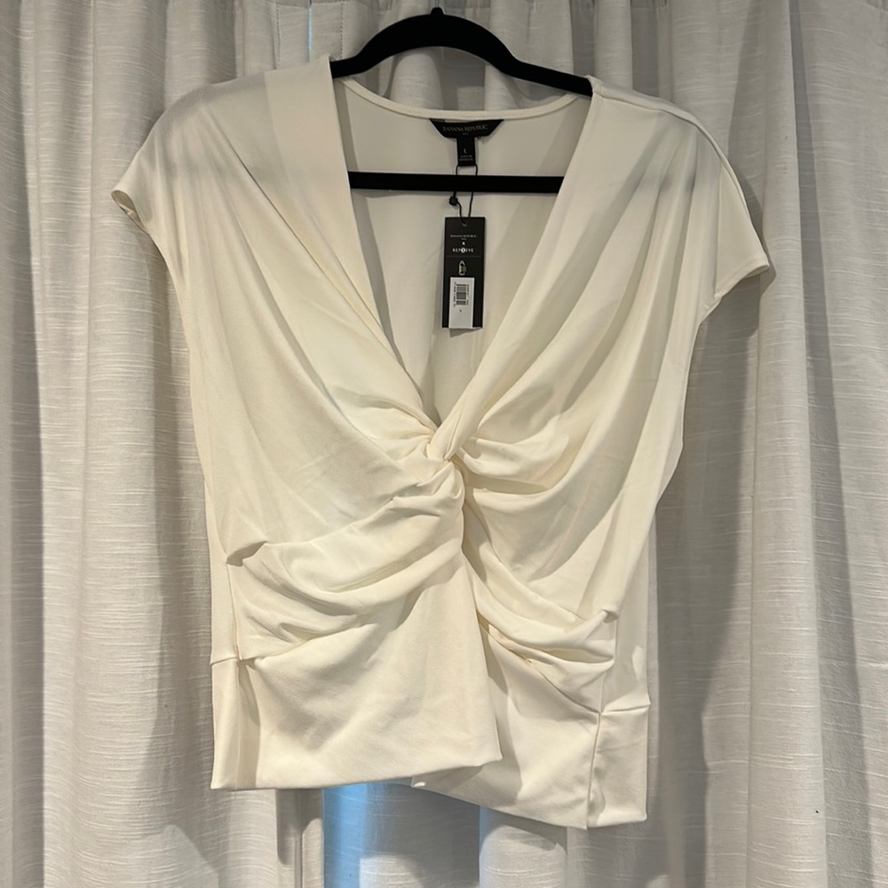 NWT Banana Republic Woman Cream Shirt Size L